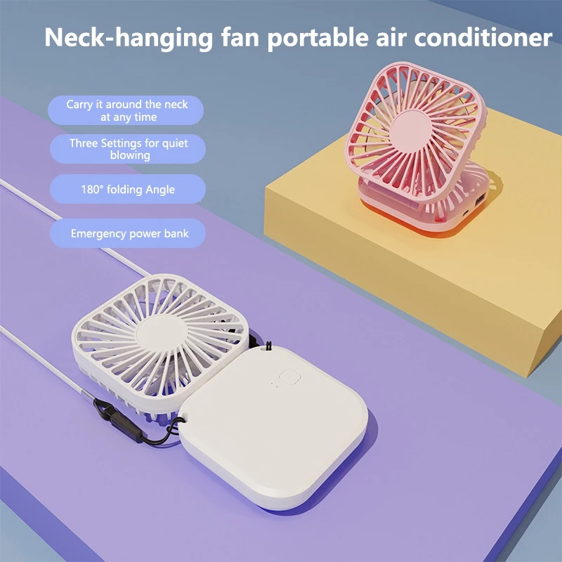 Xiaomi Mini Handheld Fan Mute Foldable Fan Multi-functional Turbine USB Rechargeable Portable Hanging Neck Fan Mini Table Fan