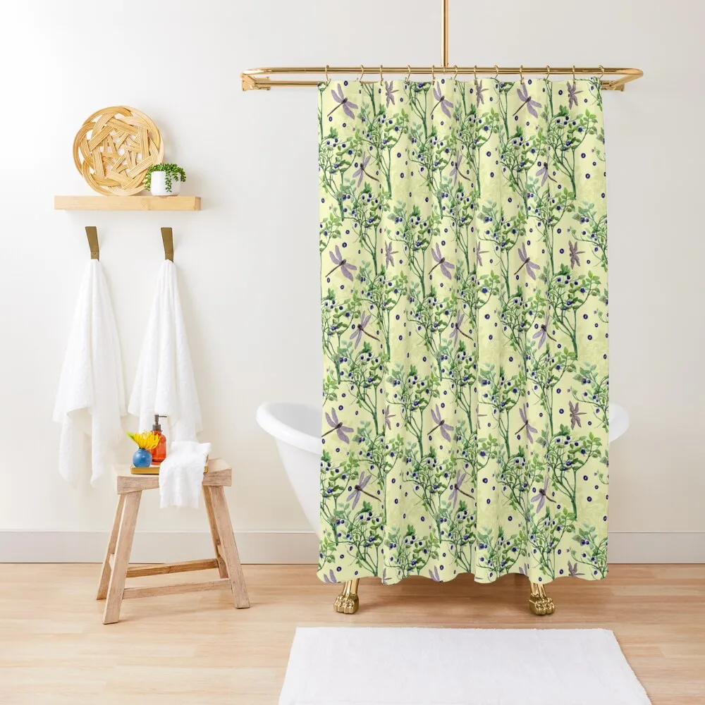 

blueberry pattern with dragonflies Shower Curtain Modern Accessory Bathrooms Bathroom Deco Curtain