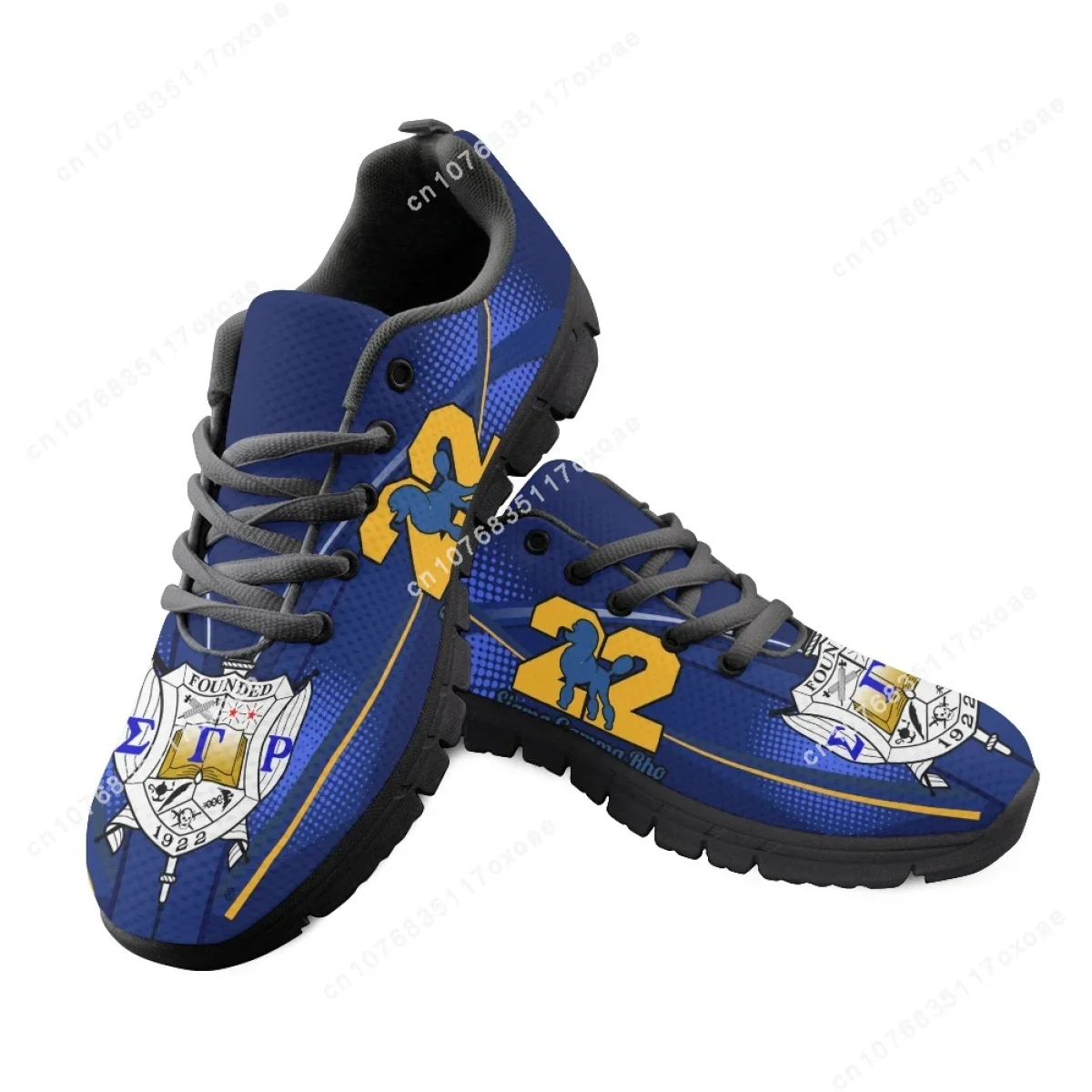 Blue Sigma Gamma Rho Poddles Design Breathale Running Sneakers Round Toe Flat Shoes for Women Outdoor Trainer Shoes