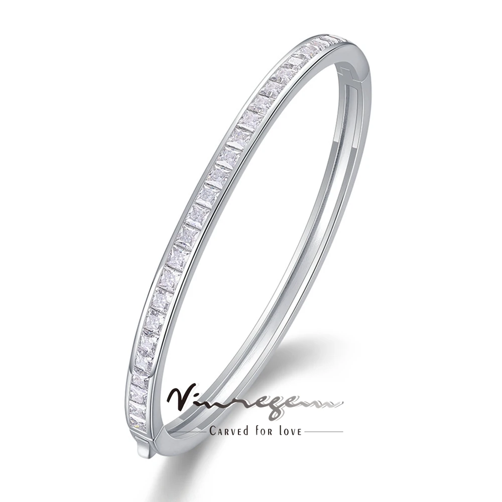 Vinregem VVS1 3EX D Color Sparkling 3 MM Real Moissanite Diamonds Gems Bracelets 100% 925 Sterling Silver Fine Jewelry Wholesale