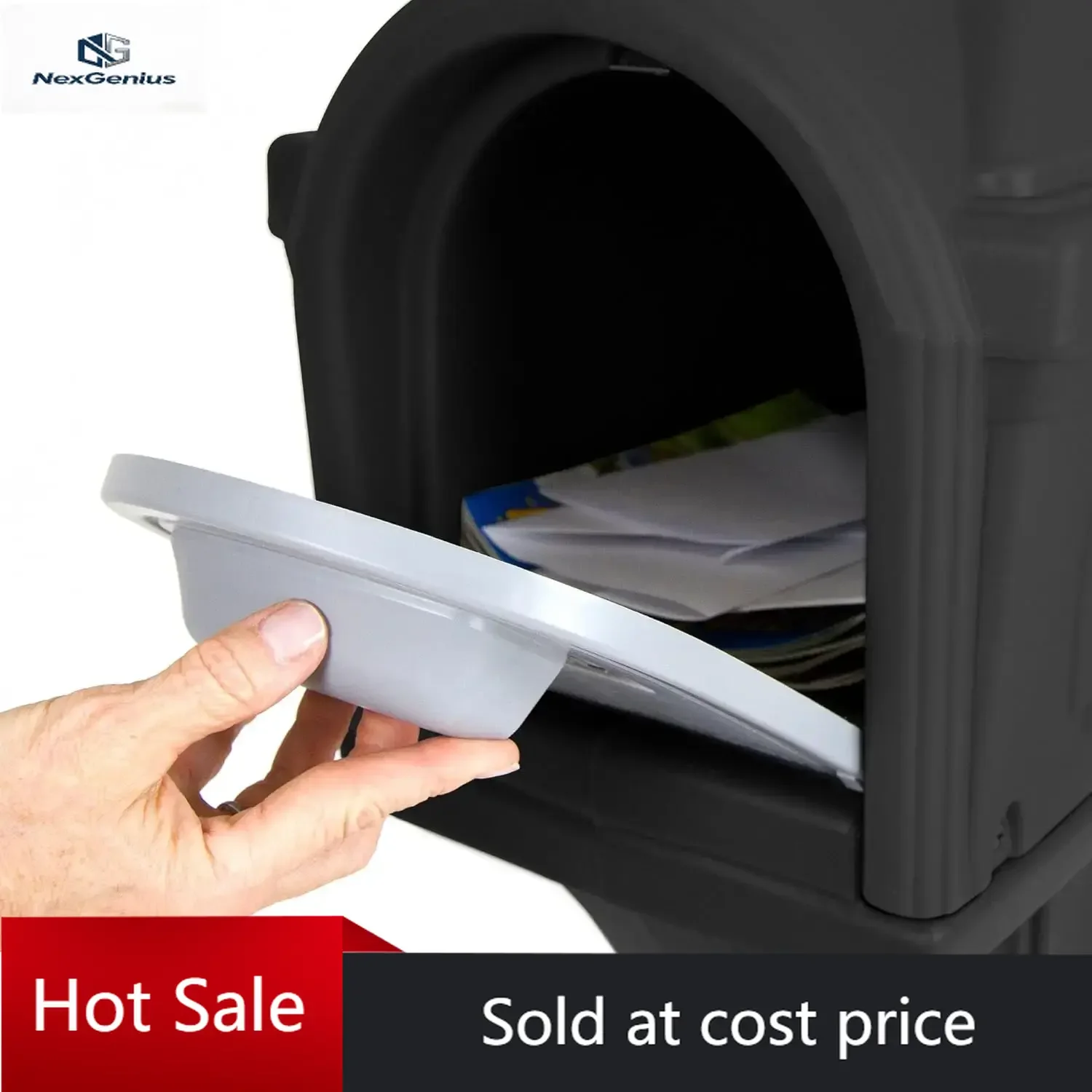 

WaterproofClassic Plastic Residential Mailbox & Post Mount Combo Kit with 2 Access Doors - Black