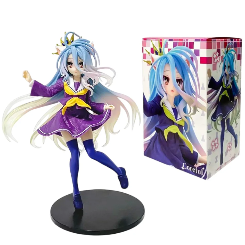 Em estoque anime ngnl sem jogo sem vida branco "18,5cm shiro pvc modelo figuras de ação modelo coleção ornamento brinquedo feriado gif quente
