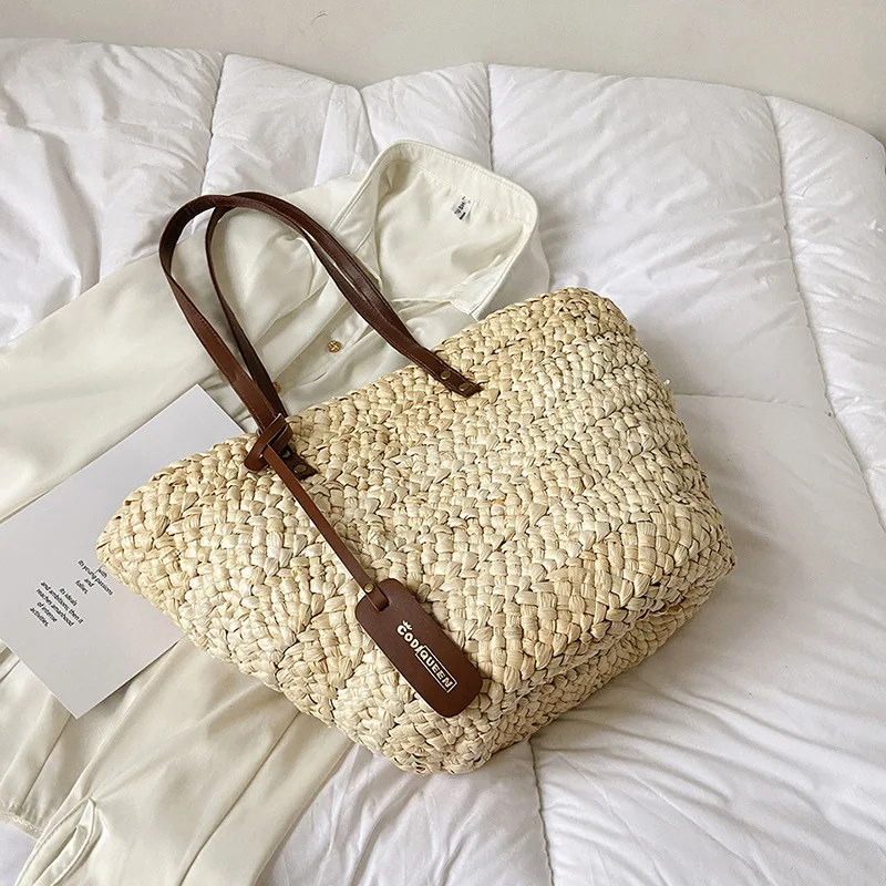 

Summer Straw Beach Shoulder Bags for Women Luxury Designer Women's Bag Seaside Travel Hollow Weave Fashion Female Handbags