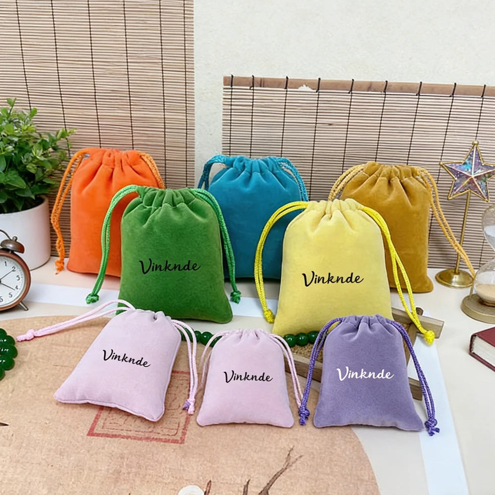 

8*10cm Reusable Navy Blue Velvet Drawstring Jewelry Bag 50Pcs Small Suede Perfume Storage Pouch for Earrings Packaging Elegant