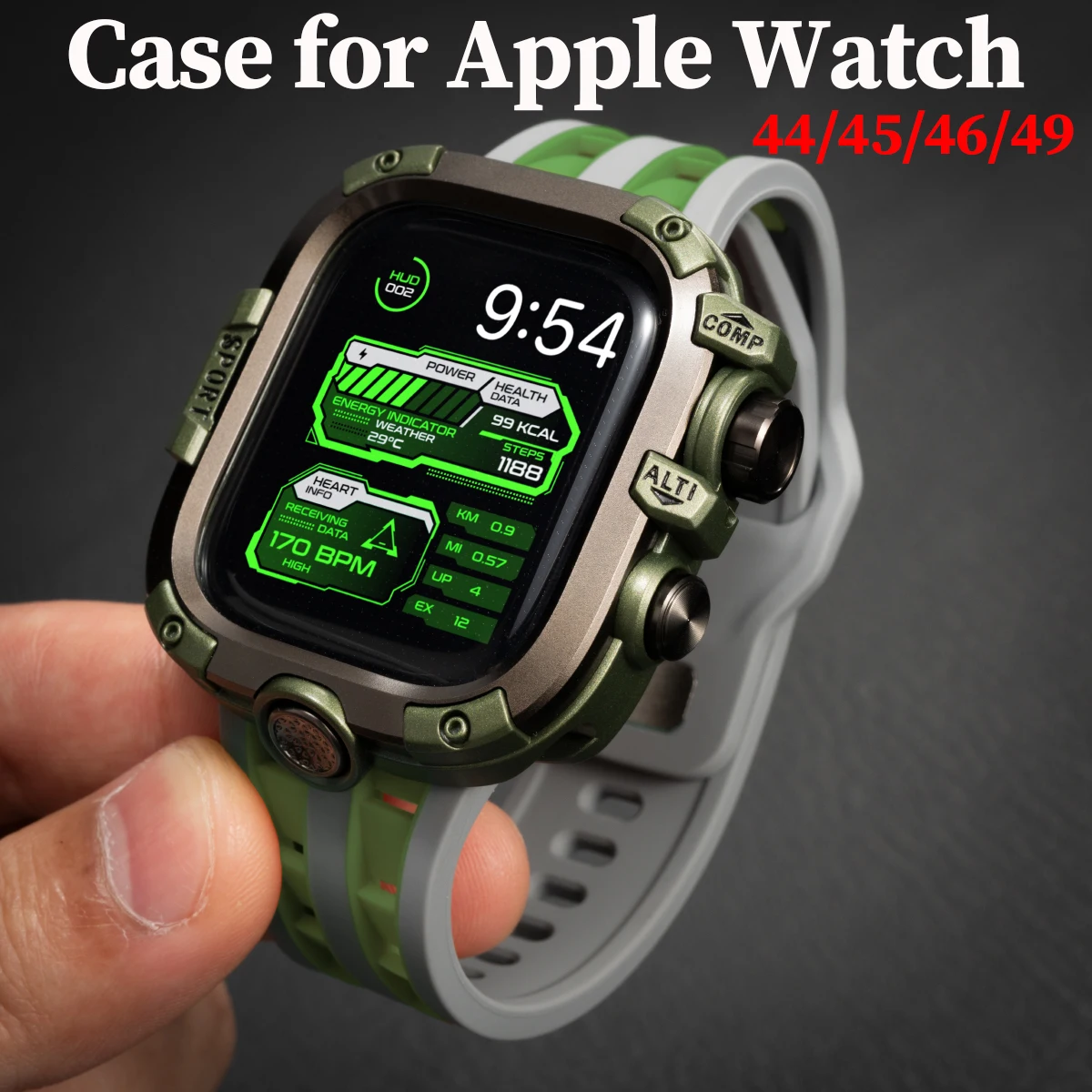 

Водонепроницаемый металлический чехол для Apple Watch Series 9 8 7 45 мм 6 5 4 SE 44 мм, бампер, защитная пленка для экрана IWatch 10 46 мм, аксессуары