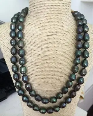 10-11mm Tahitian peacock green baroque pearl necklace 50