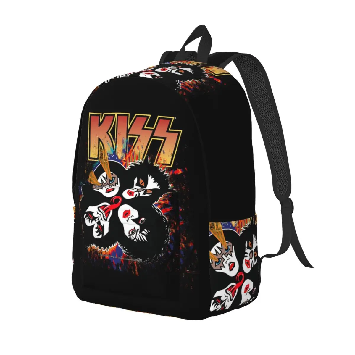 Kiss Rock Band Retor Student Backpack School Bag Hiking Travel Daypack for Boys Girls Fashion Bookbag Shoulder Bags