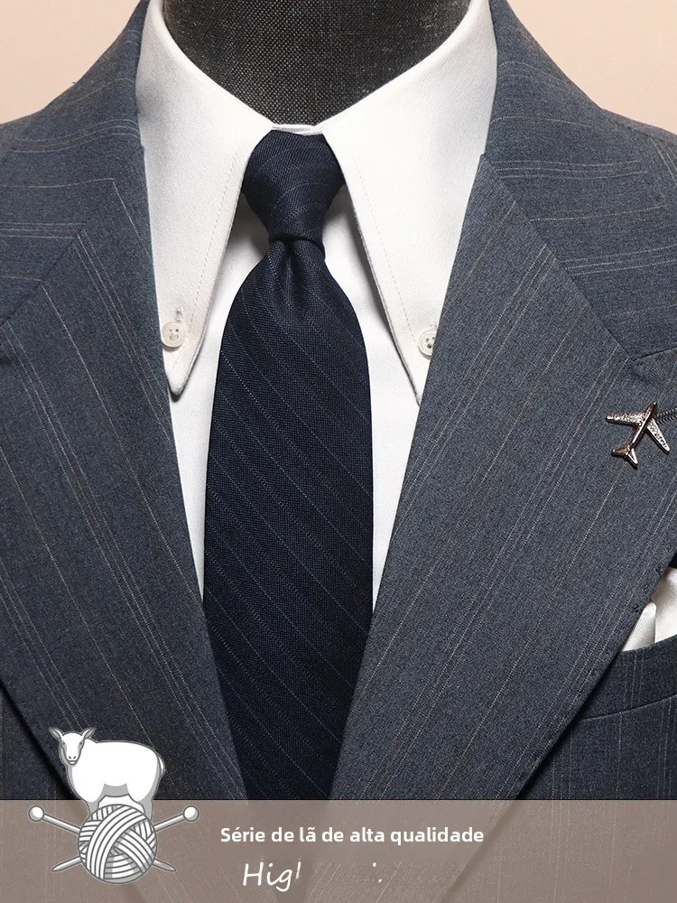 ele-casual-woolen-tie-8cm-width-striped-pattern-for-men's-office-wear-formal-busin-career-suitable-light-luxury