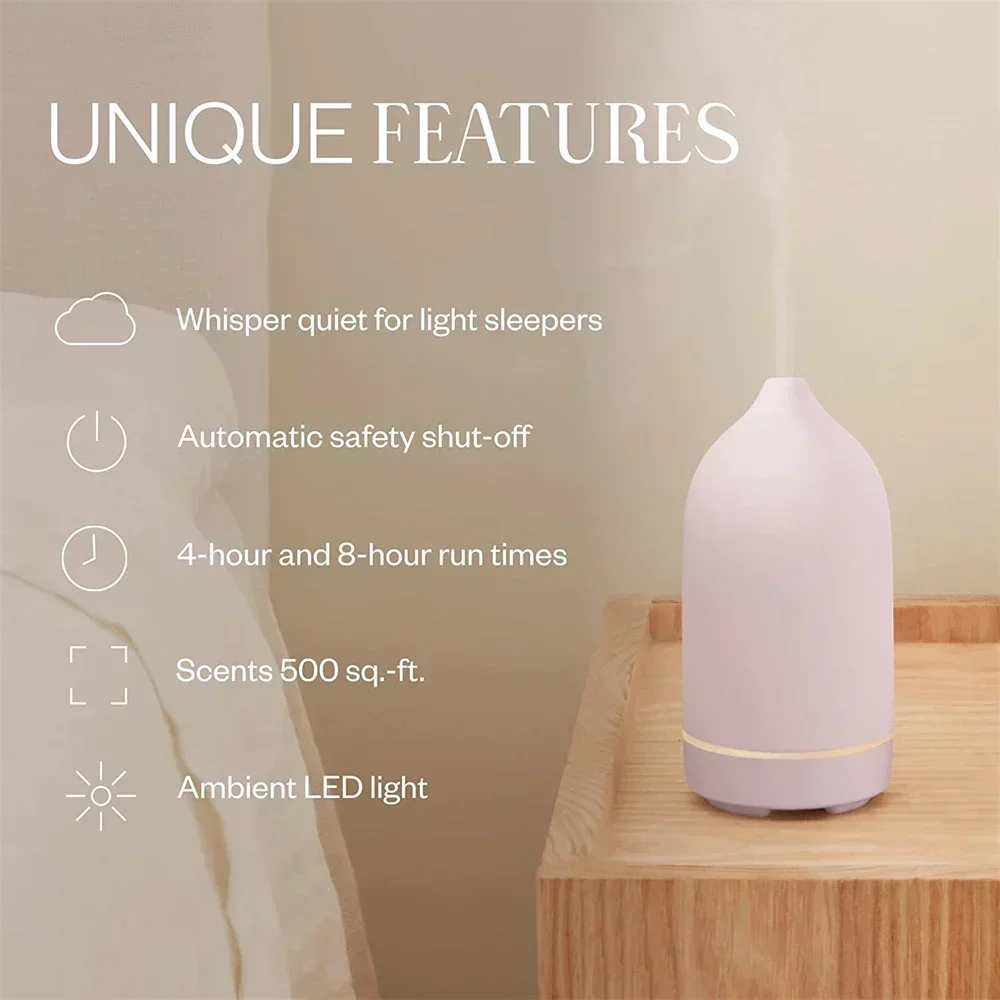 Ceramic Aromatherapy Diffuser Ultrasonic Essential Oil Humidifier for Office Hotel Room Timed Air Freshener Fragrance Machine