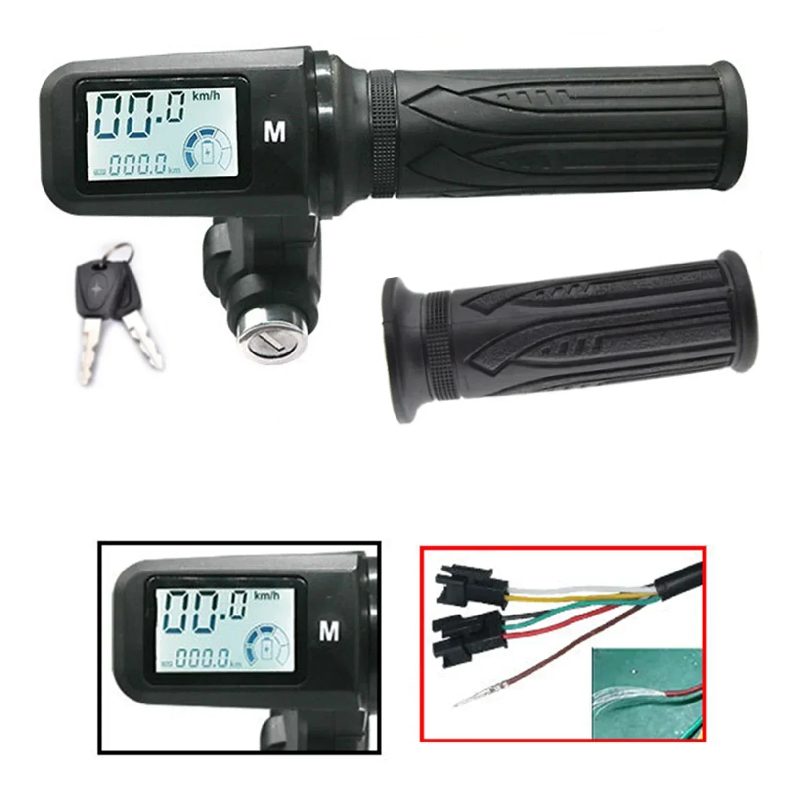 Grip Handlebar Office Outdoor ABS + Rubber Black LED Display Mileage Parts Power Replacement Speed Electric Scooters