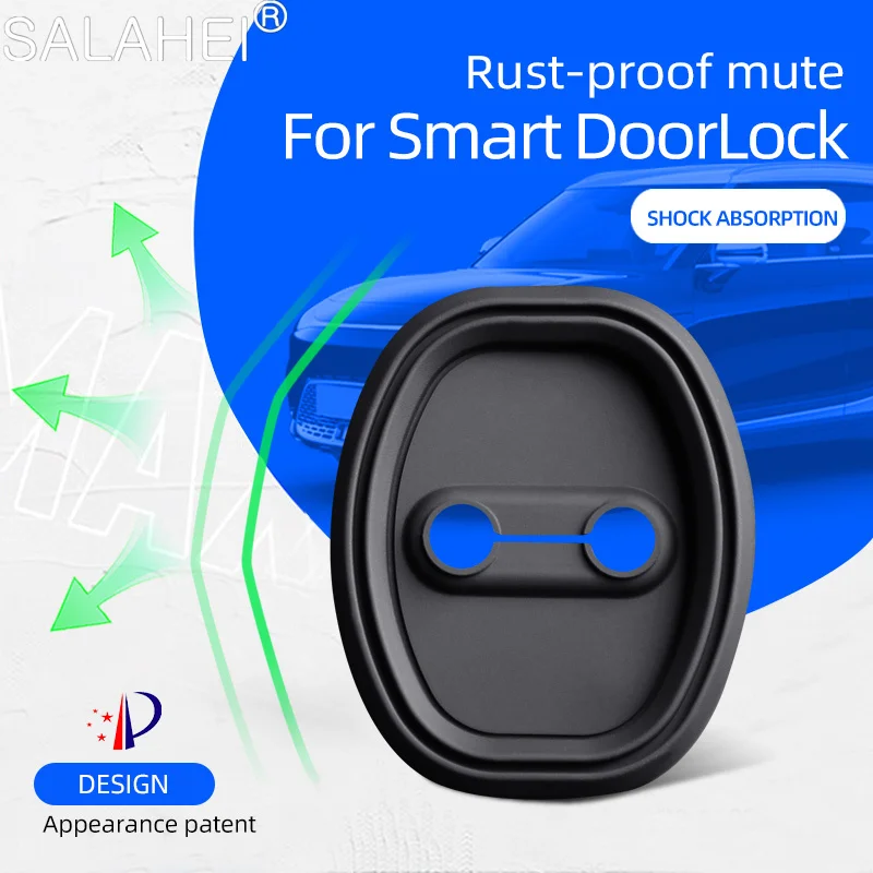 4pcs Absorber Silicone Car Door Lock Buckle Anti-collision Protective Cover For Mercedes Benz smart Elf 1 smart 3 2021 2022 2023