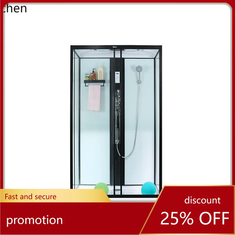 HT一体型シャワールーム 長方形一体型バスルーム ガラス製移動式ドア トイレ仕切り 家庭用