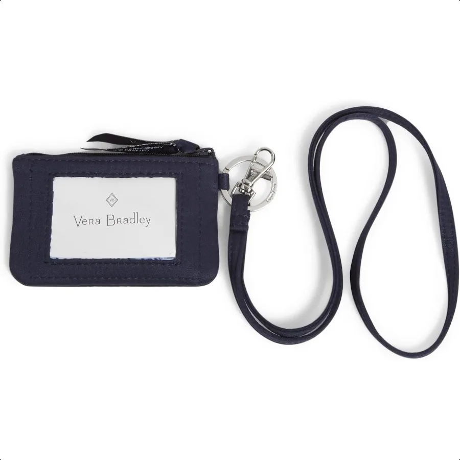 

Vera Bradley Women's Cotton Zip ID Case and Lanyard Combo Classic Navy Recycled Cotton One Size