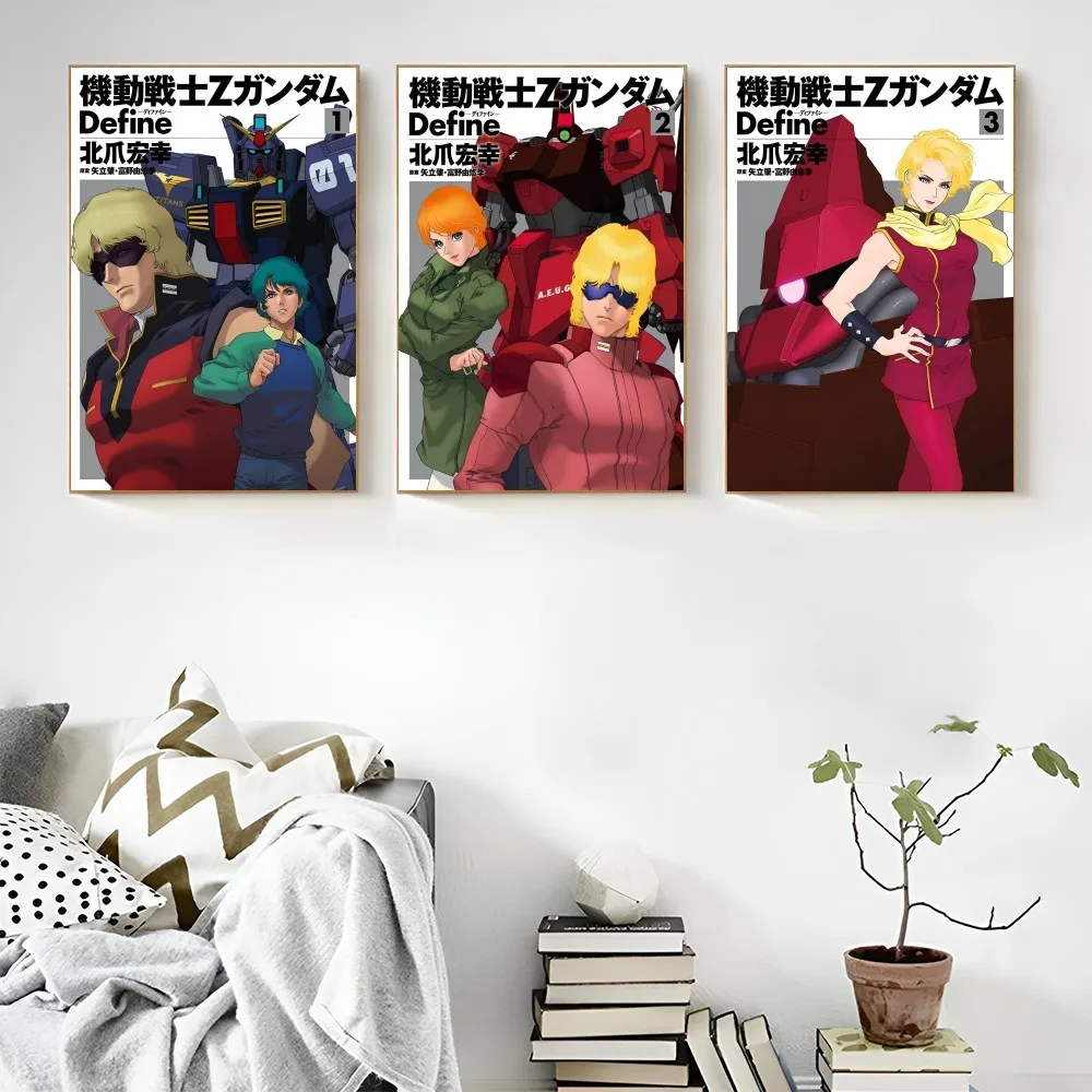 Affiche d'anime Gundam imbibée mobile, peinture décorative, autocollant mural de chevet, chambre à coucher, salon, entrée, décoration de la maison, 73