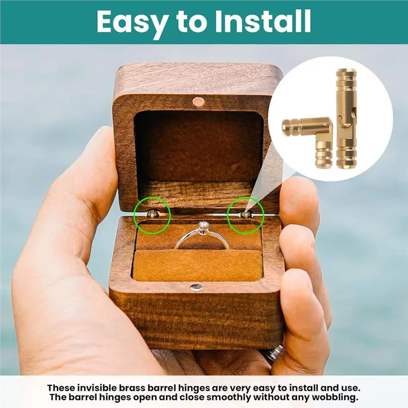 ABRB-Para artesanato DIY, dobradiças de cilindro de latão (25 peças), dobrável de 270 graus, adequado para caixas de joias de madeira, 0,16X0,79 pol.