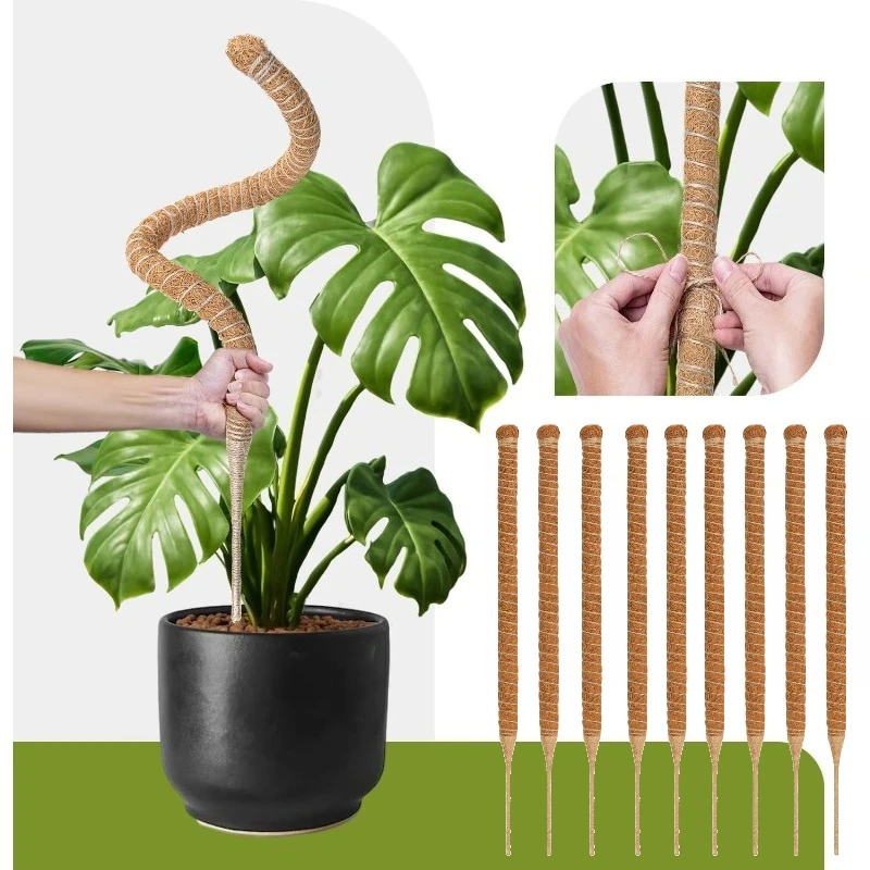 Bendable Moss Pole for Plants Coconut Palm Fiber Monstera Plant Support Handmade Coco Climbing DIY Garden Accessories