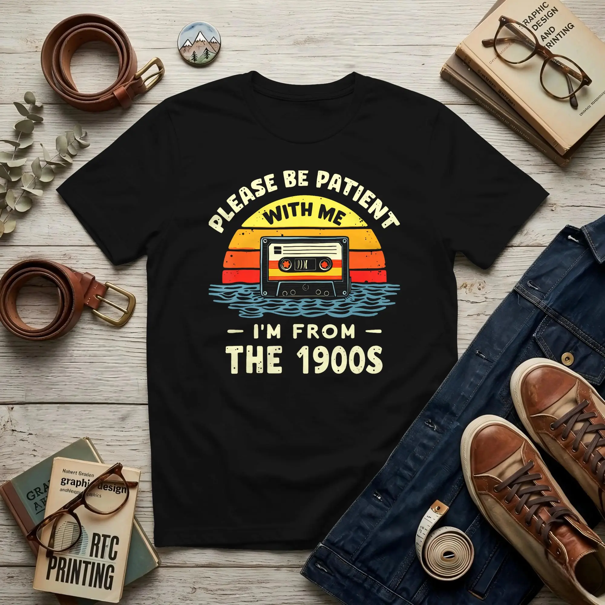 Please Be Patient with Me I'm from The 1900s Shirt  Men T Shirts  Casual Tees Short Sleeve Round Collar Cotton Printed Clothing