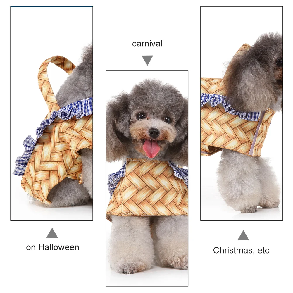 

Pet Dog Basket Costume Cute Acrylic Fiber Breathable Halloween Carnival Party Wear Dog Cosplay Outfit For Small Dogs