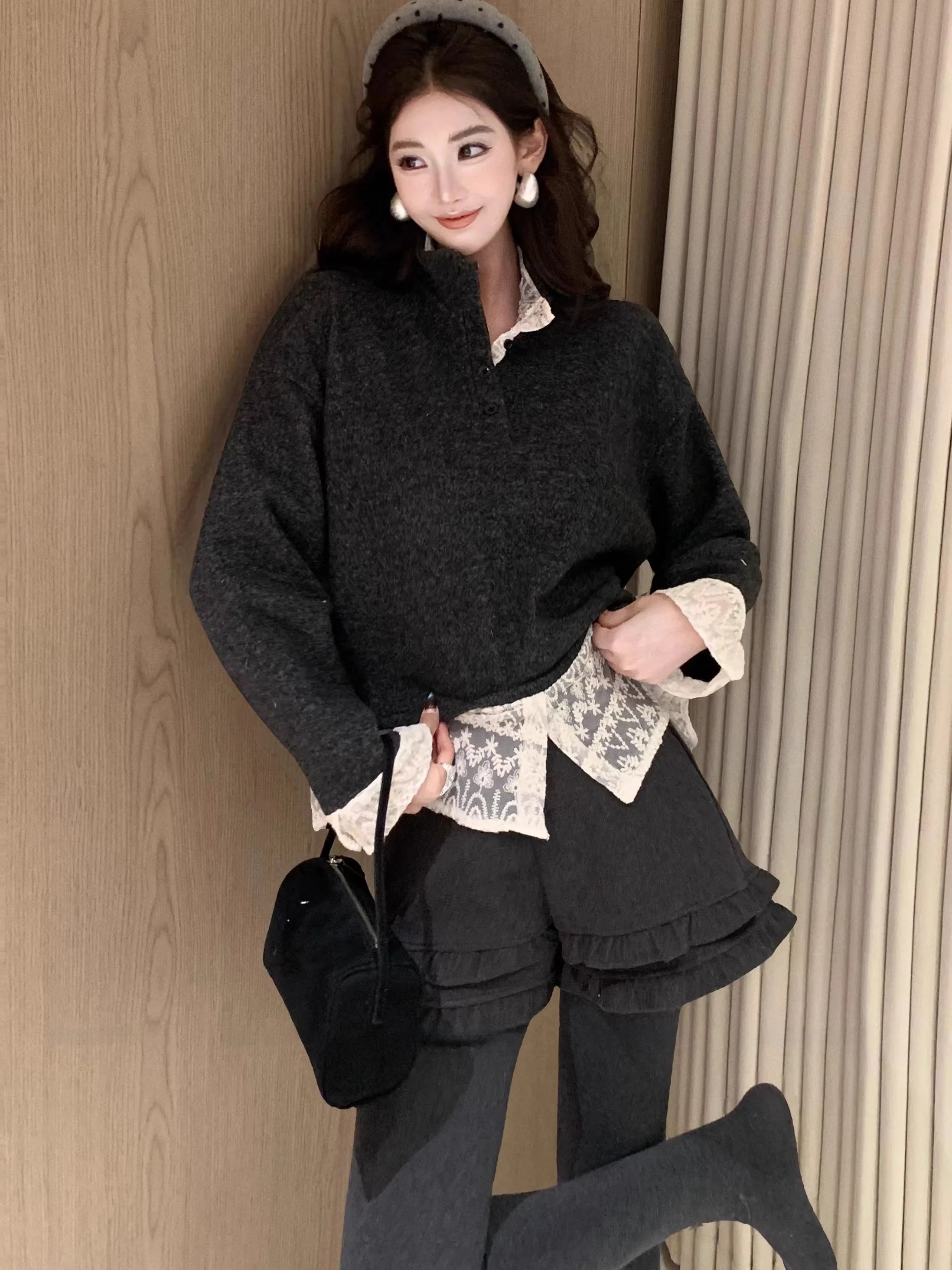 

Новая вязаная кофта Dadada Bla Truffle CUM396, простая, элитная, свободного кроя, из смесового хлопка и полиэстера, с длинными рукавами, зимняя, модная