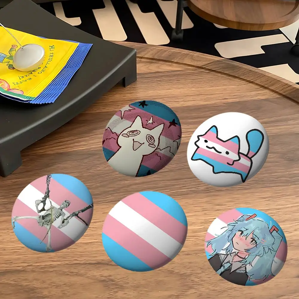 Trans Pride Flag Badges Tinplate Soft Button Pin Brooch Metal Badge Custom Jewelry Accessories Hat Bag Lapel
