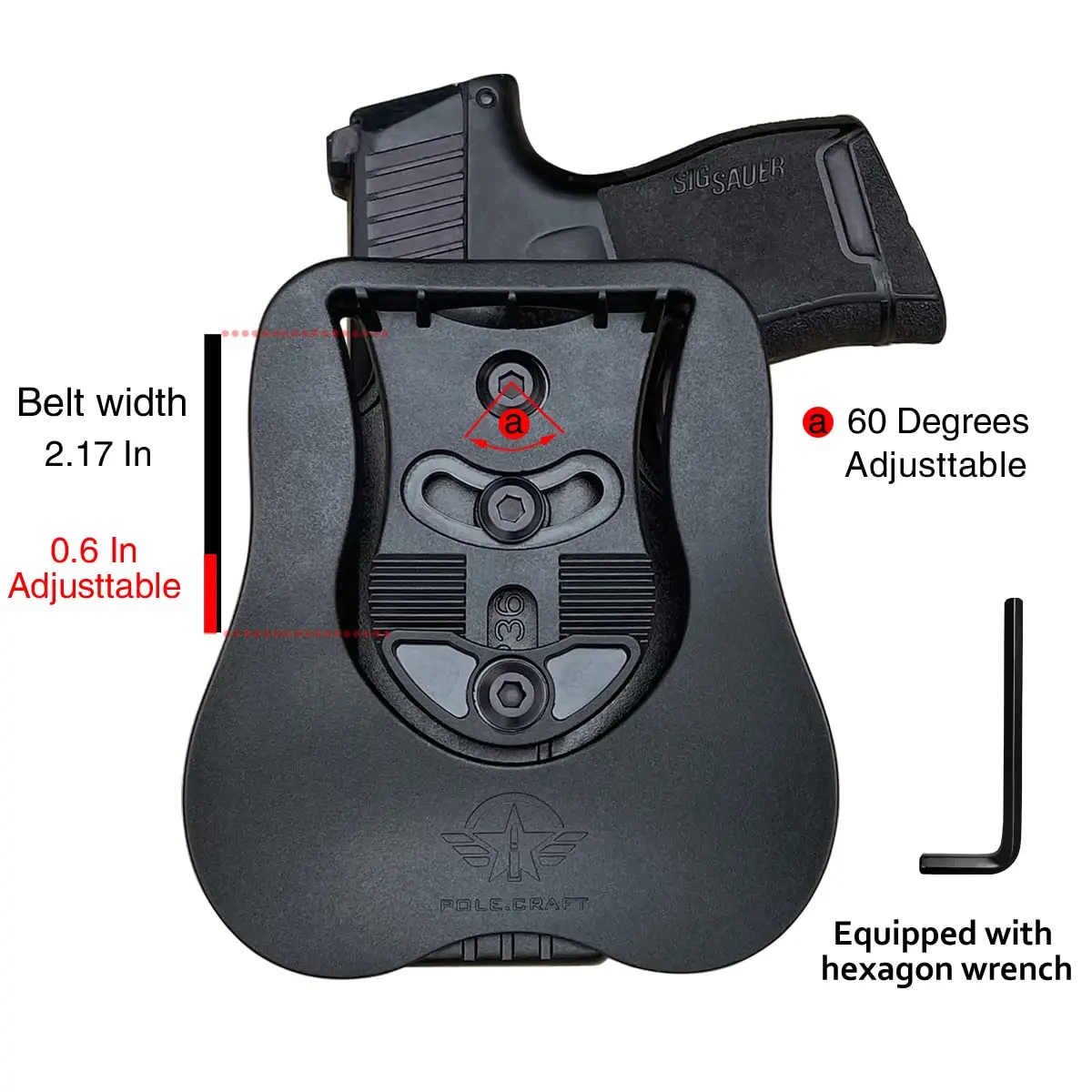 Sarung pistol Sig P365, sarung Paddle OWB polimer Cocok: Sig Sauer P365 / P365 SAS / P365 XL dengan kunci pengaman (tanpa rel)