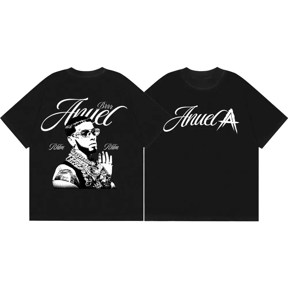 Rapper Anuel AA Graphic T Shirts Men Women Hip Hop Vintage Short Sleeve T-shirt Summer Fashion Casual Loose T-shirts Streetwear