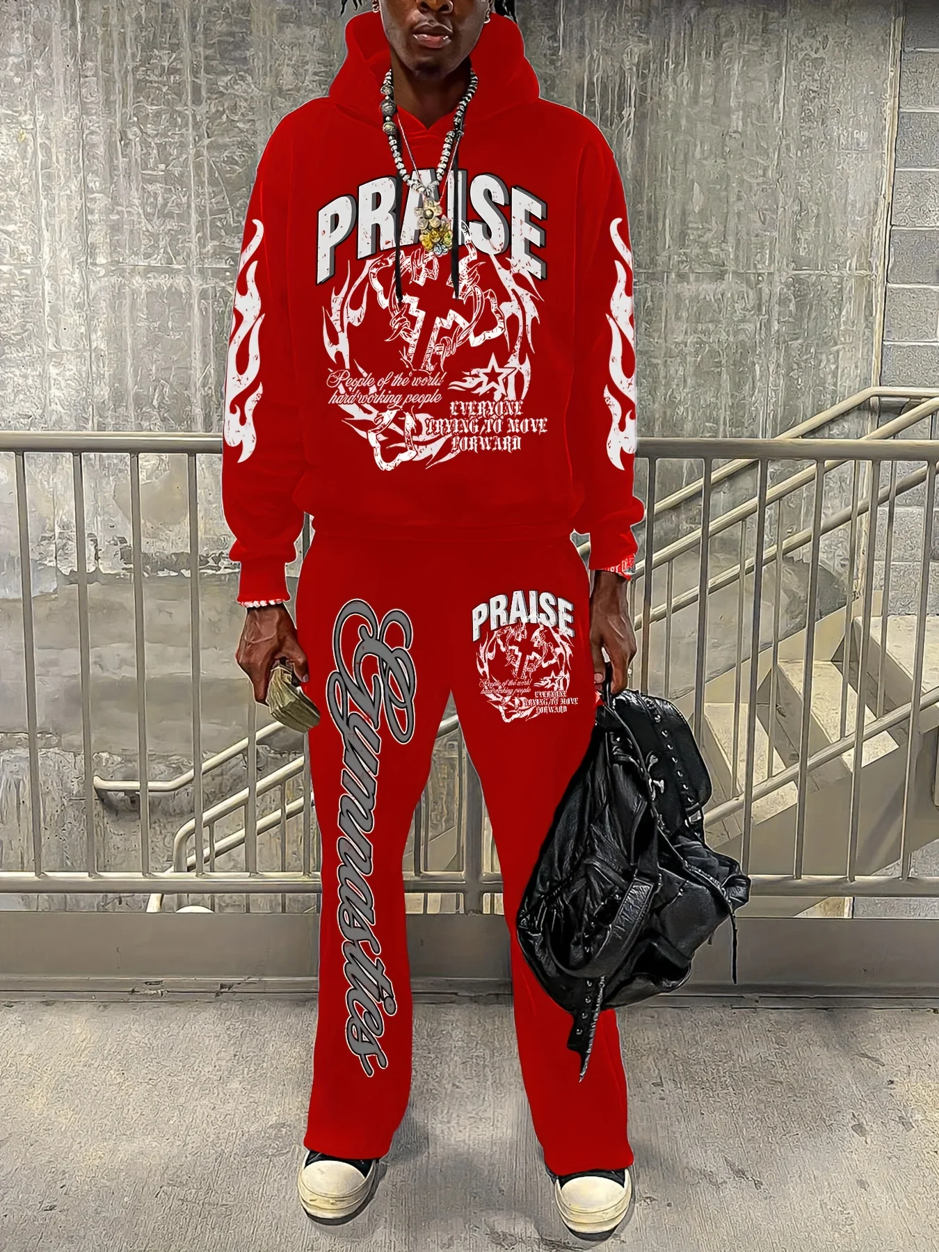 

Street Style Men's Casual Fashion Trend Spring and Autumn New Cool and Handsome Hooded Sweatshirt and Pants Set Lightweight