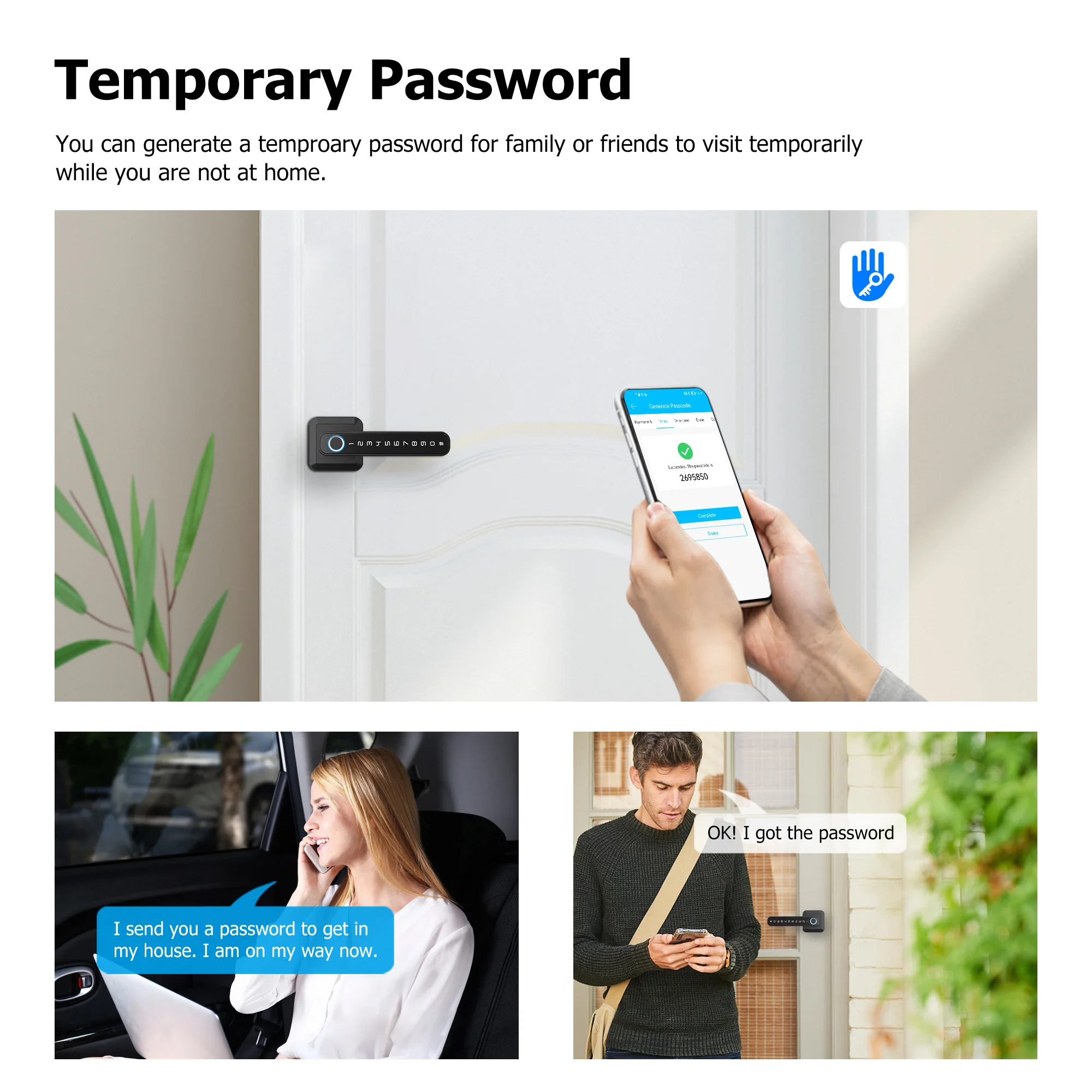 Smart Fingerprint Handle Keyless Entry Biometric Ttlock Mobile Phone App Remote Control Bedroom Electronic Password Door Lock