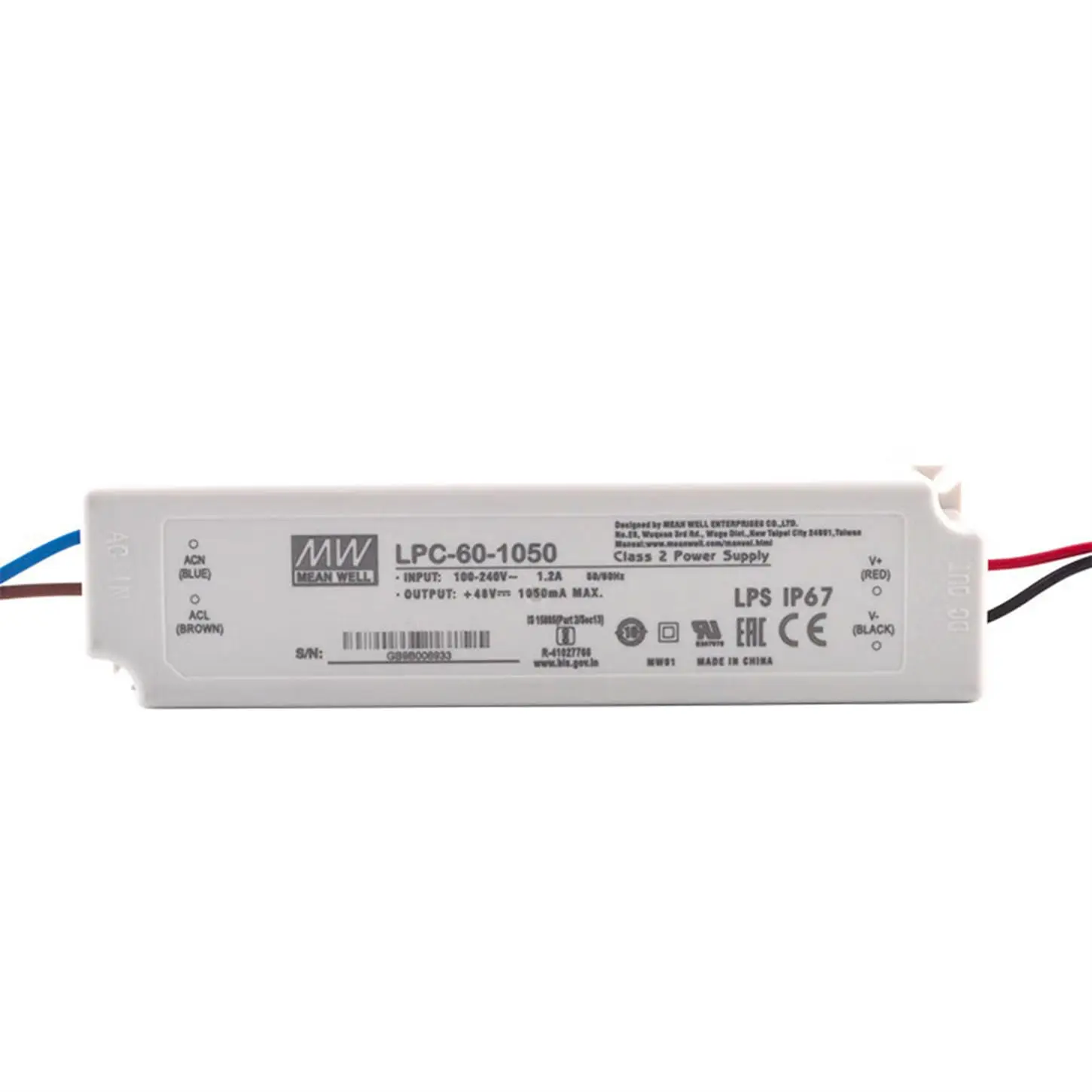 Original Mean Well LPC-60-1050 Meanwell 90-264V/127-370V AC TO DC 9 to 48V 1.05A 50.4W single output Switching Power Supply