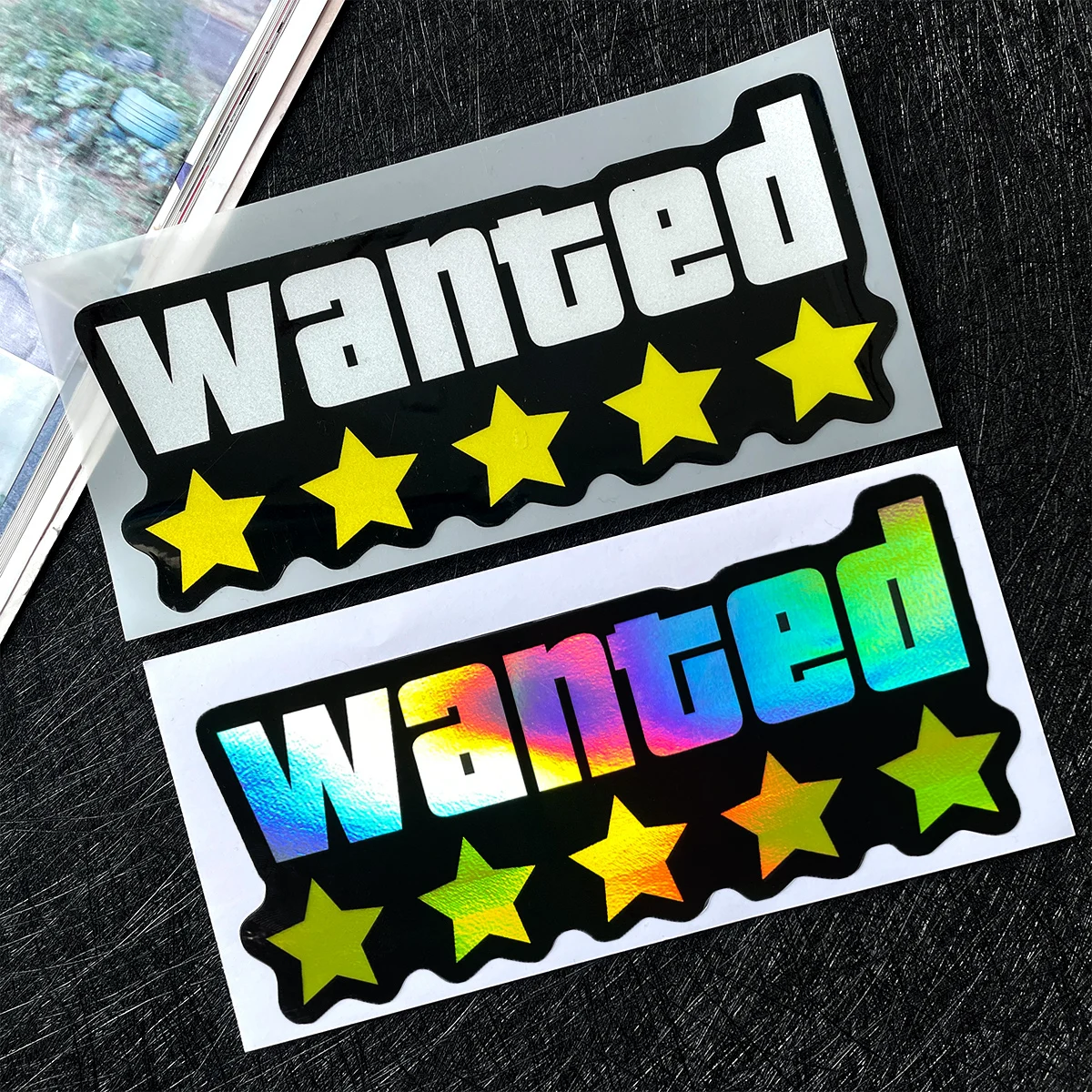 WANTED Motorrad-Aufkleber, wasserfester Vinyl-Aufkleber, anpassbar für Motorrad/Karosserie/Helm, Motorrad-Dekorationszubehör