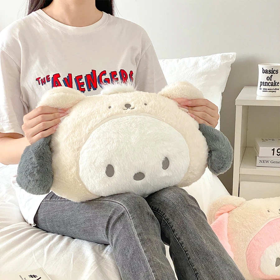 Sanrio My Melody Pochacco se convierte en Oso Blanco de peluche, cómoda manta de almohada de Anime, cojín trasero, regalos de navidad