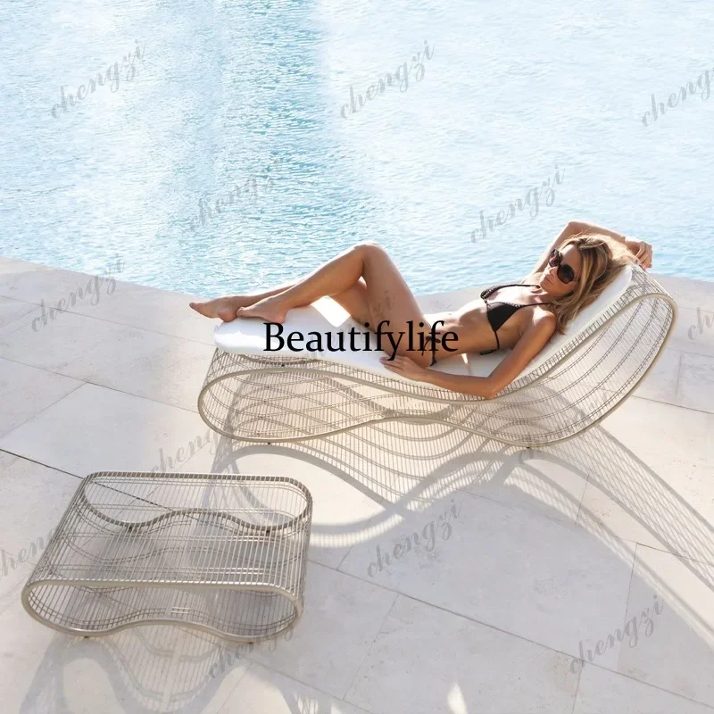 X173 Hotel pool bed combination bed and breakfast beach loungers villa courtyard garden terrace leisure outdoor furniture