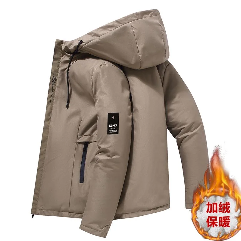 

Winter New Fashion Trend With Thick Fleece and Warm Hooded Jacket For Men's Casual Loose Sports Windproof Oversized Jacket M-5XL