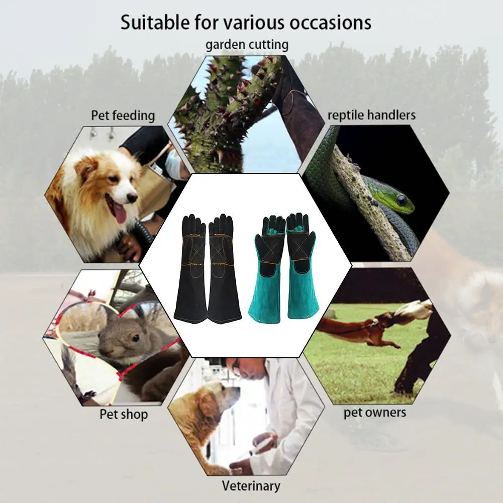 Pet Anti-Bite Safety Gloves Anti-Scratch Two-layer Leather Protective Gloves Dog Cat Bird Snake Lizard Animal Handling Supply