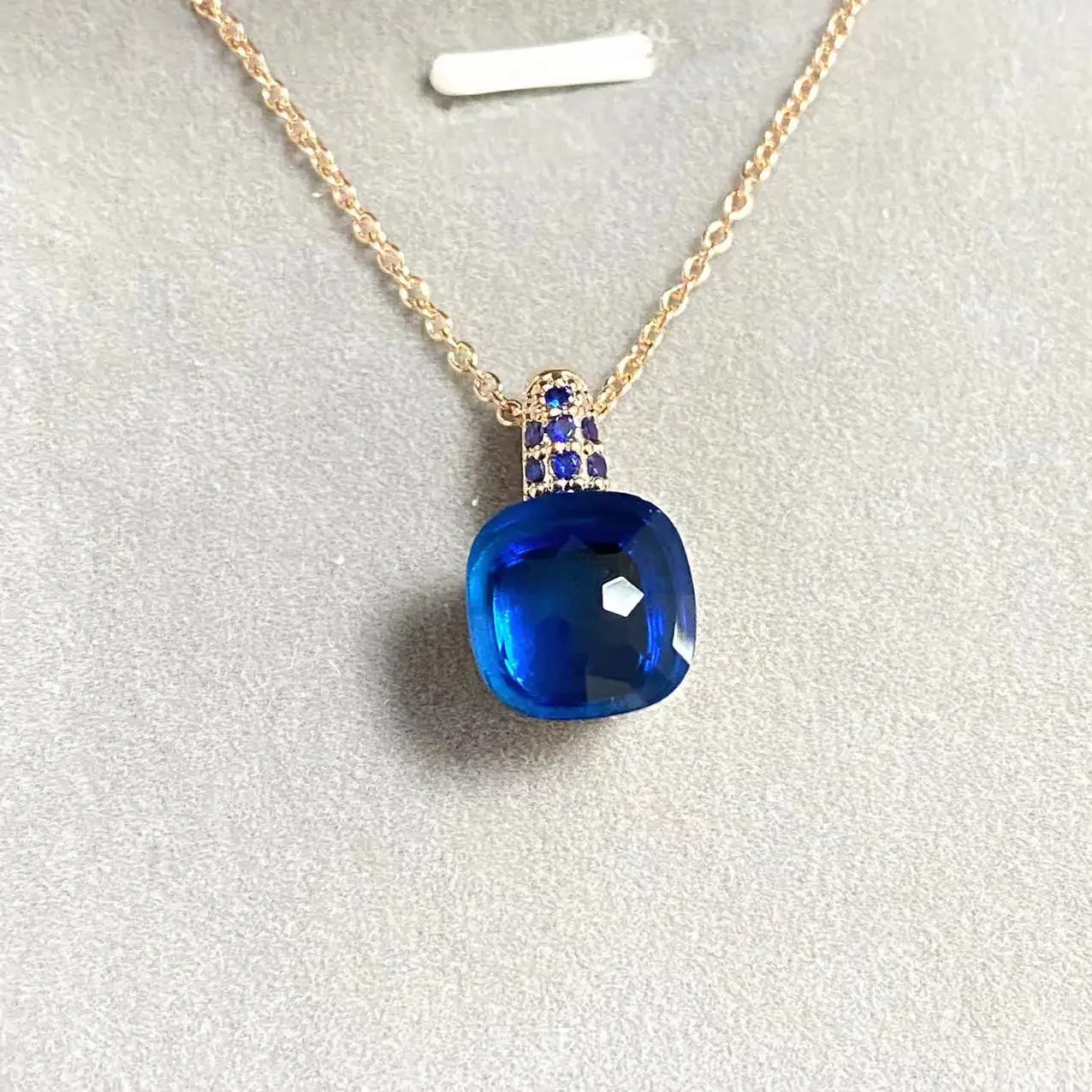 Classic Pendant Necklace Water Droplet Inlay Blue Zircon Blue Topaz Pendant Necklace For Women Fashion Jewelry Gift