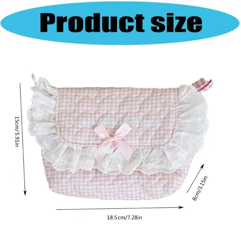 Y88Bコットンレーストリムペンシルケースクロスボディショルダーバッグ、学生女性のための取り外し可能なショルダーストラップメイクアップオーガナイザー