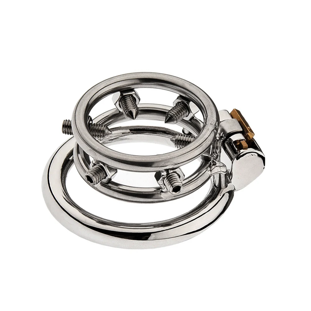 Male Slave Mini Chastity Cage Stainless Steel Chastity Device Penis Cage Cock Ring With Spike Sex Toys For Men Penis Bandage