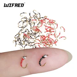 Wifreo 10pcs Zebra Midge Nymph Fly Emergers Fly Tying Hook #18 Wet Fly Fishing Flies Trout Bluegill Panfish Fishing Lure Baits