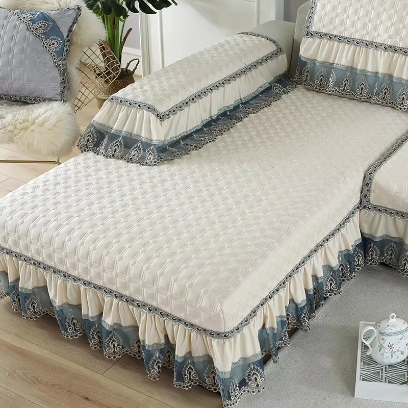 Multiple Size Luxury Custom Linen Sofa Cover Luxury Lvingroom Elastic Stretch Sofa Cover Sectional Sofa Soild Cover
