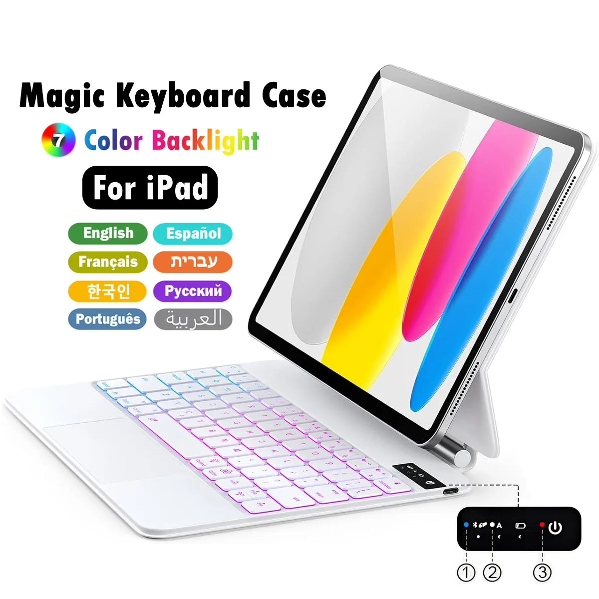 

Чехол Magic Keyboard для iPad 11th A16 2025 10th 10.9 Air 11 13 M2 M3 Air 5 4 Pro 11 12.9 13 Магнитный чехол Дисплей уровня заряда батареи