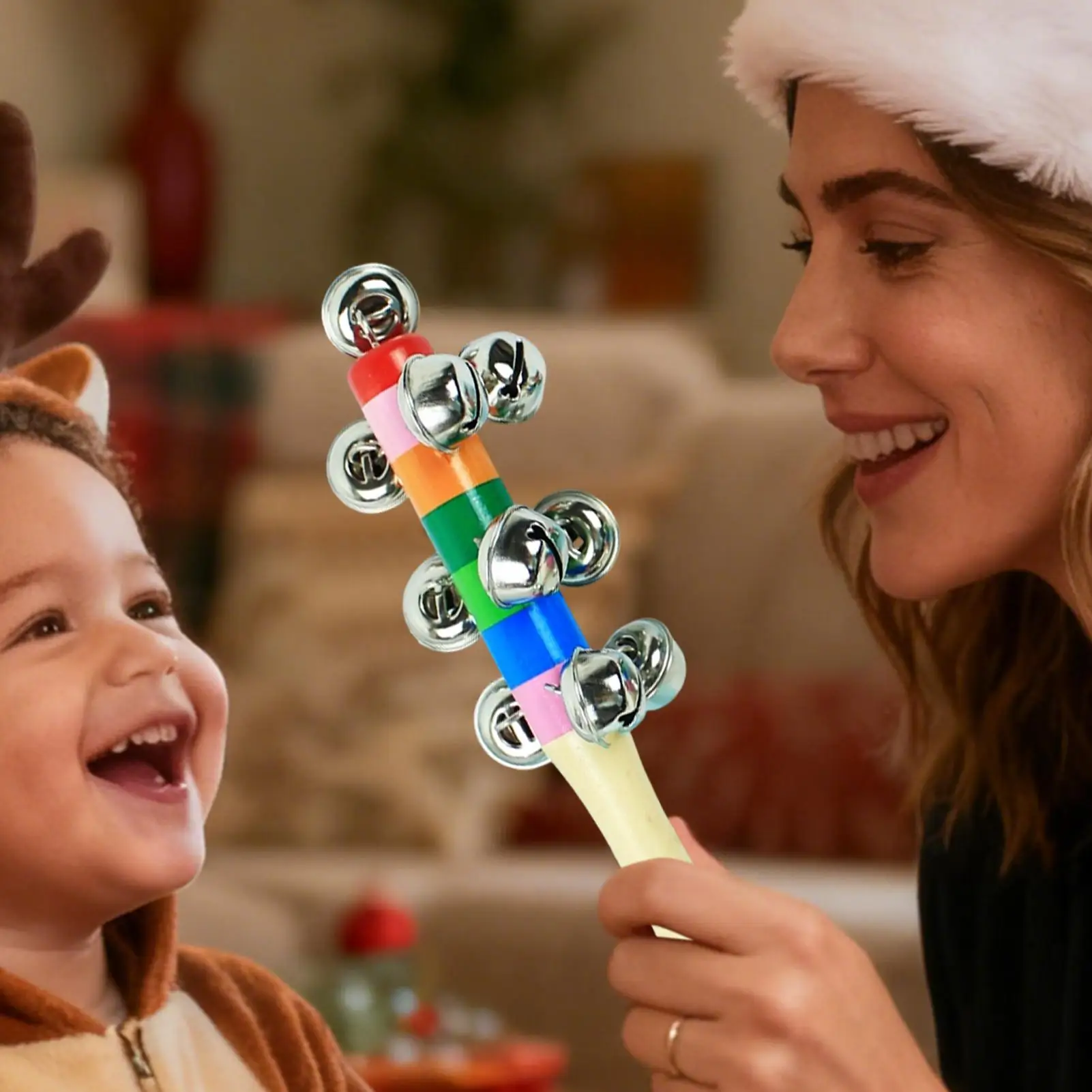 Campanas de mano con mango de madera para niños, instrumentos musicales, juguete de Aprendizaje Temprano de Color arcoíris para niños pequeños, regalo de fiesta de guardería preescolar