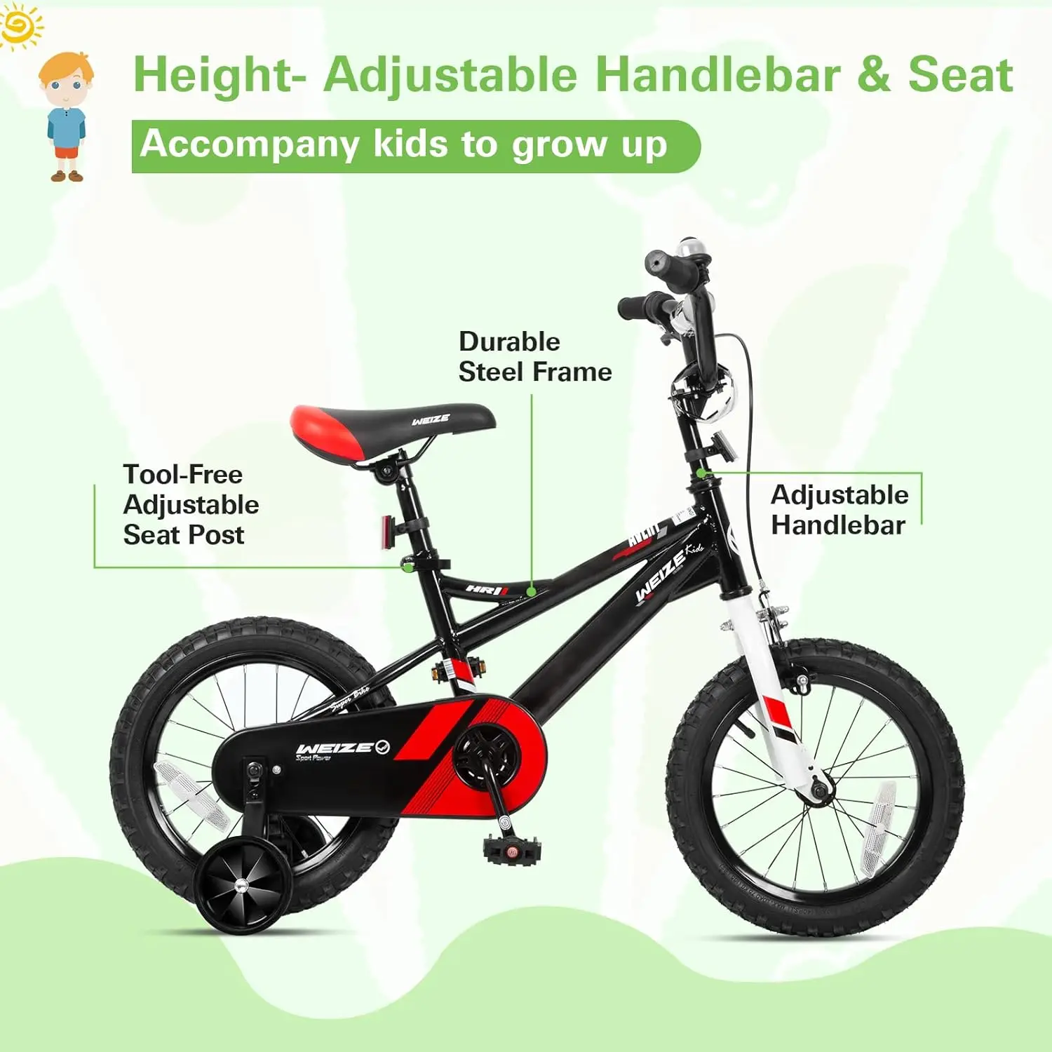 Kids Bike,14 16 20 Inch Children Bicycle for Boys Girls Ages 3-12 Years Old, Rider Height 38-60 Inch, Coaster Brake, Multiple Co
