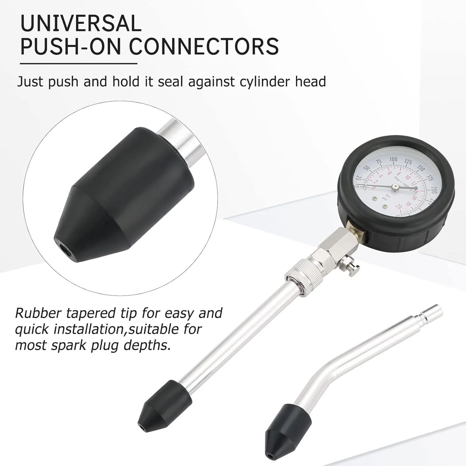 0-300PSI 엔진 압축 테스터 키트 엔진 압축 테스터, 가솔린 가스 엔진 테스트용 8PCS 엔진 실린더 압력 게이지