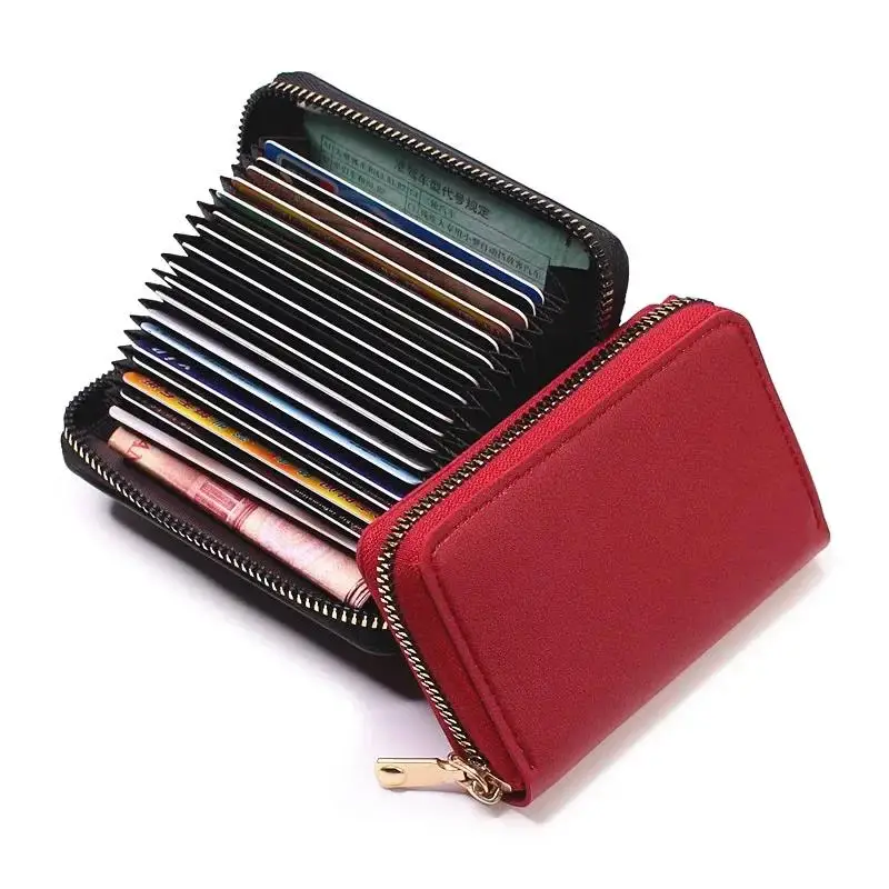 Practical Women/men Black Bank/ID/Credit Card Holder 20 Bits Wallet PU Leather Protects Case Coin Purse