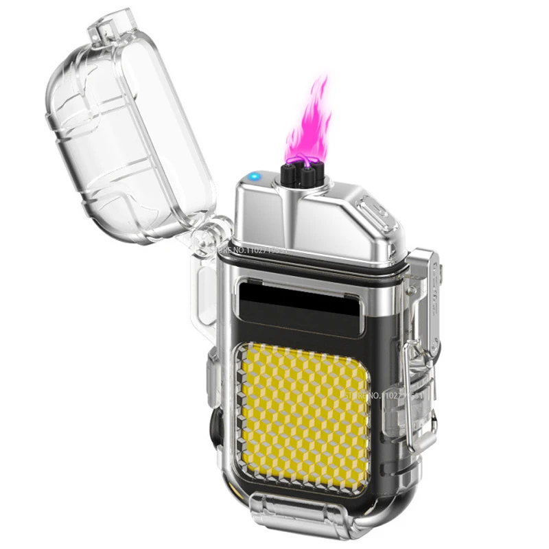 5-Pack Flashlight lighter USB rechargeable lighter waterproof and windproof double arc lighter outdoor camping lighting tool New