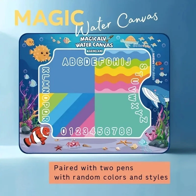 Magic Water Canvas Doodle Mat Kids Aqua Drawing Board Reusable Water Painting Graffiti Mat Educational Early Learning Toy For Boys Girls Gift