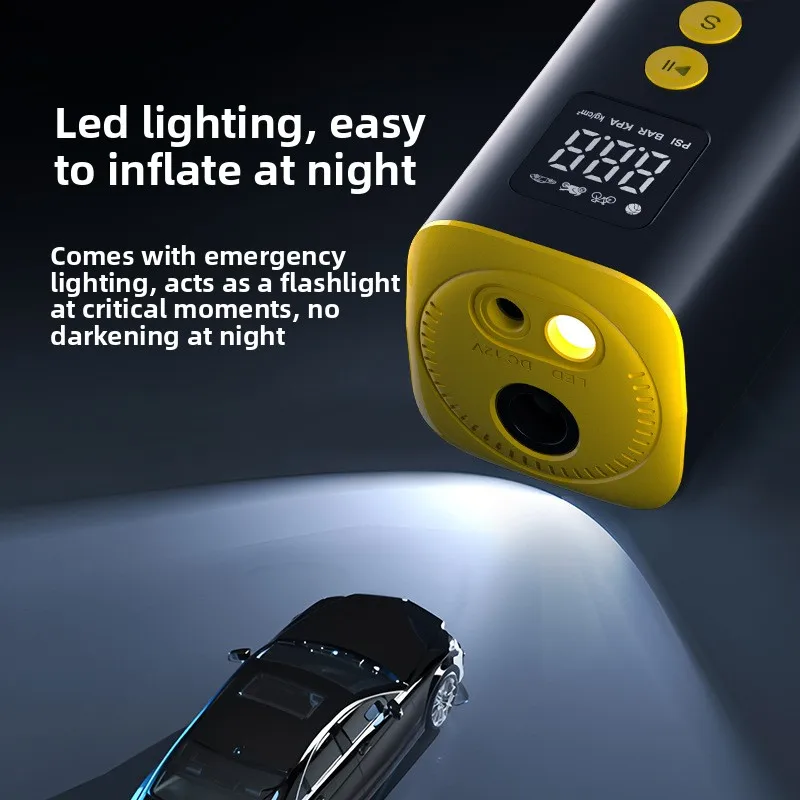 

Воздушный насос для автомобильных шин, многофункциональный портативный интеллектуальный цифровой дисплей, аварийное освещение, воздушный насос для электромобилей