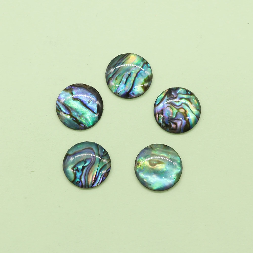 5pcs Fashion Round Abalone Shell Loose Bead Natural Non Porous Single-sided Shell Beads DIY Suitable Women's Earring Accessories