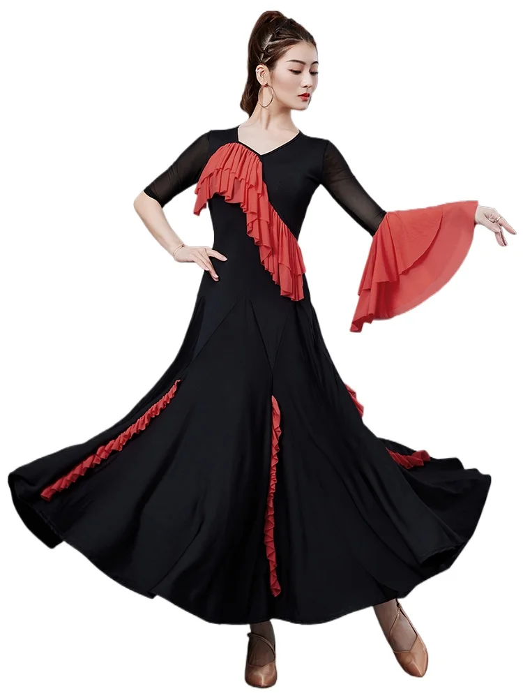 

2025 New Modern Dance Dress Waltz National Standard Friendship Dance Dress Practice Clothing 7217