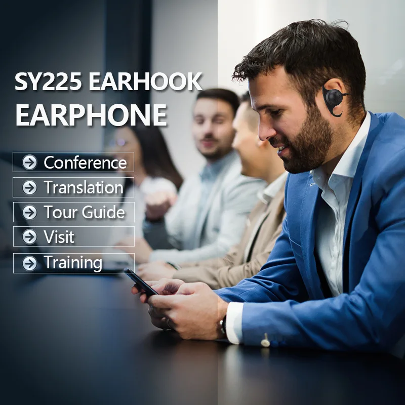 Widely Compatible D-type Earhook 3.5mm Clip Type Earphones Portable Stereophone Headphone for Conference Headset